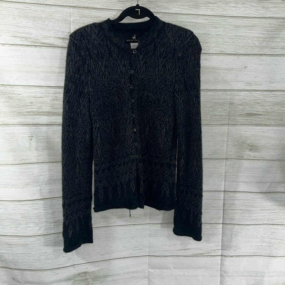 PERUVIAN CONNECTION VTG Cardigan  Sweater 100% Alpaca